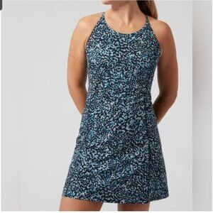 ATHLETA Infinity Blue Leopard Dress Built-in Shorts SZ Small Tennis Pickleball